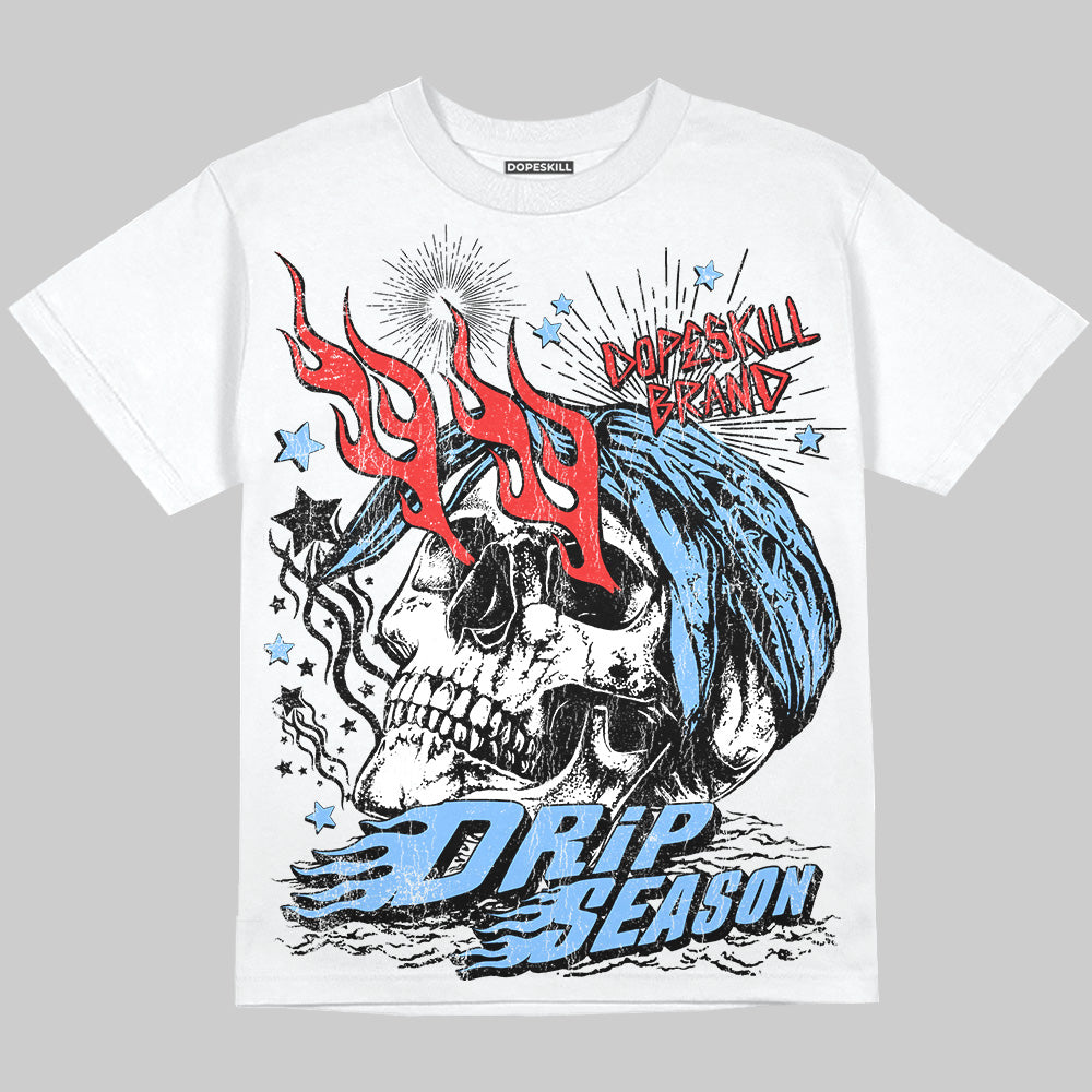 Jordan 6 University Blue DopeSkill Oversize Print T-Shirt Drip Season Graphic Streetwear