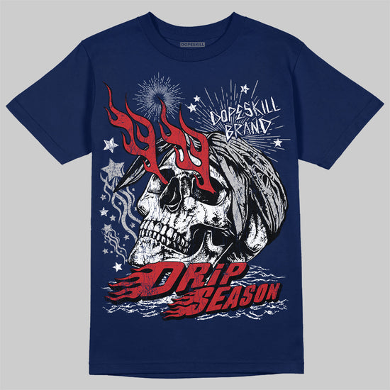 Jordan 4 SB “Summit White/Navy” DopeSkill T-Shirt Drip Season Graphic Streetwear - navy