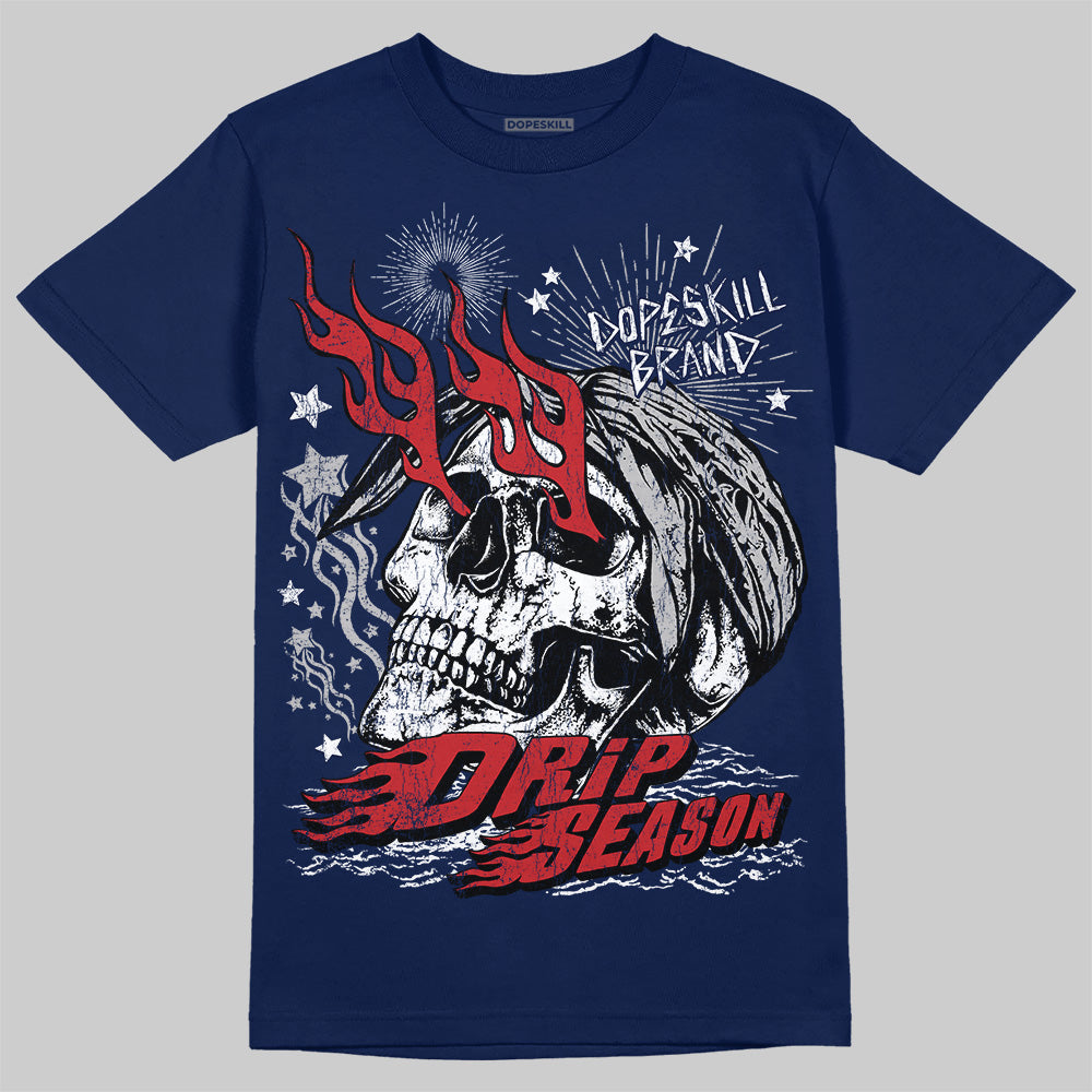 Jordan 4 SB “Summit White/Navy” DopeSkill T-Shirt Drip Season Graphic Streetwear - navy