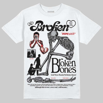 Jordan 4 OG “White Cement” DopeSkill T-Shirt Broken Bones Graphic Streetwear - White