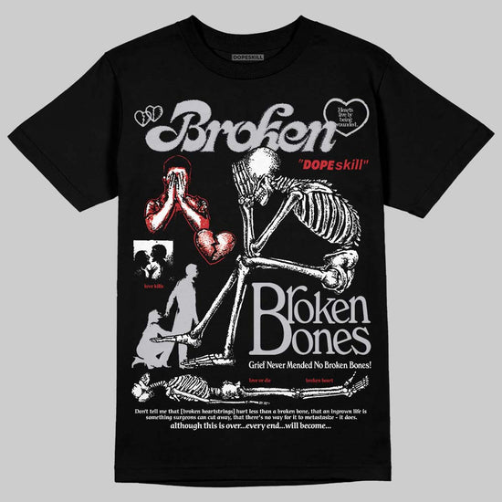 Jordan 4 OG “White Cement” DopeSkill T-Shirt Broken Bones Graphic Streetwear - Black