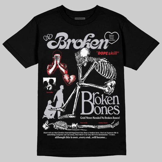Jordan 4 OG “White Cement” DopeSkill T-Shirt Broken Bones Graphic Streetwear - Black