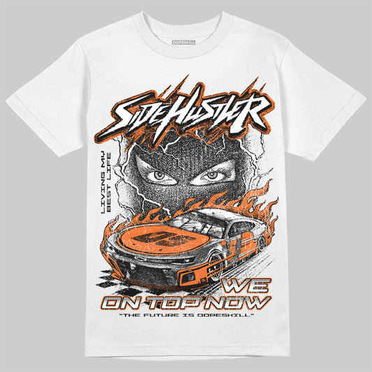 Orange, Black and White Sneakers DopeSkill T-Shirt New Side Hustler Graphic Streetwear - White