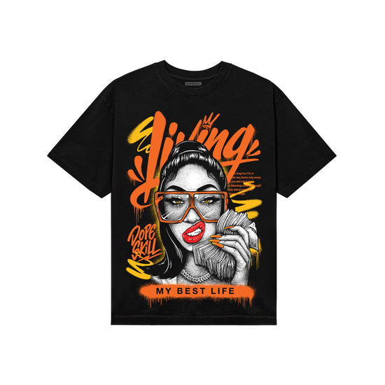 Orange, Black and White Sneakers DopeSkill T-Shirt Living My Best Life Graphic Streetwear - Black