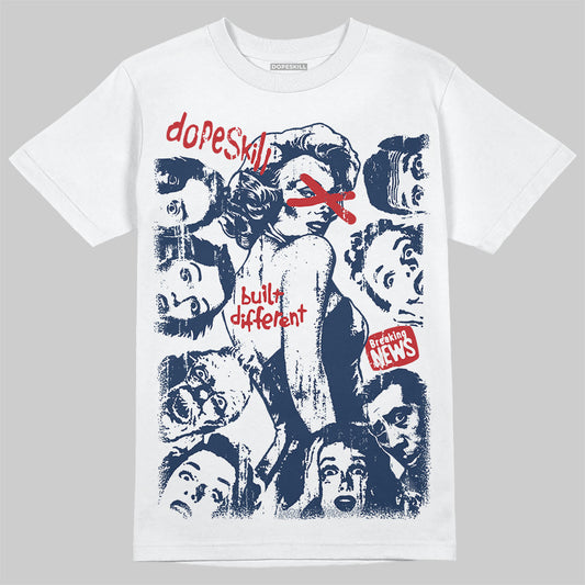 Jordan 4 SB “Summit White/Navy” DopeSkill T-Shirt Built Different Graphic Streetwear - White