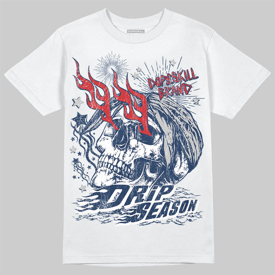Jordan 4 SB “Summit White/Navy” DopeSkill T-Shirt Drip Season Graphic Streetwear - White