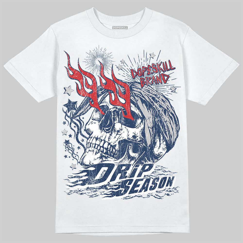 Jordan 4 SB “Summit White/Navy” DopeSkill T-Shirt Drip Season Graphic Streetwear - White