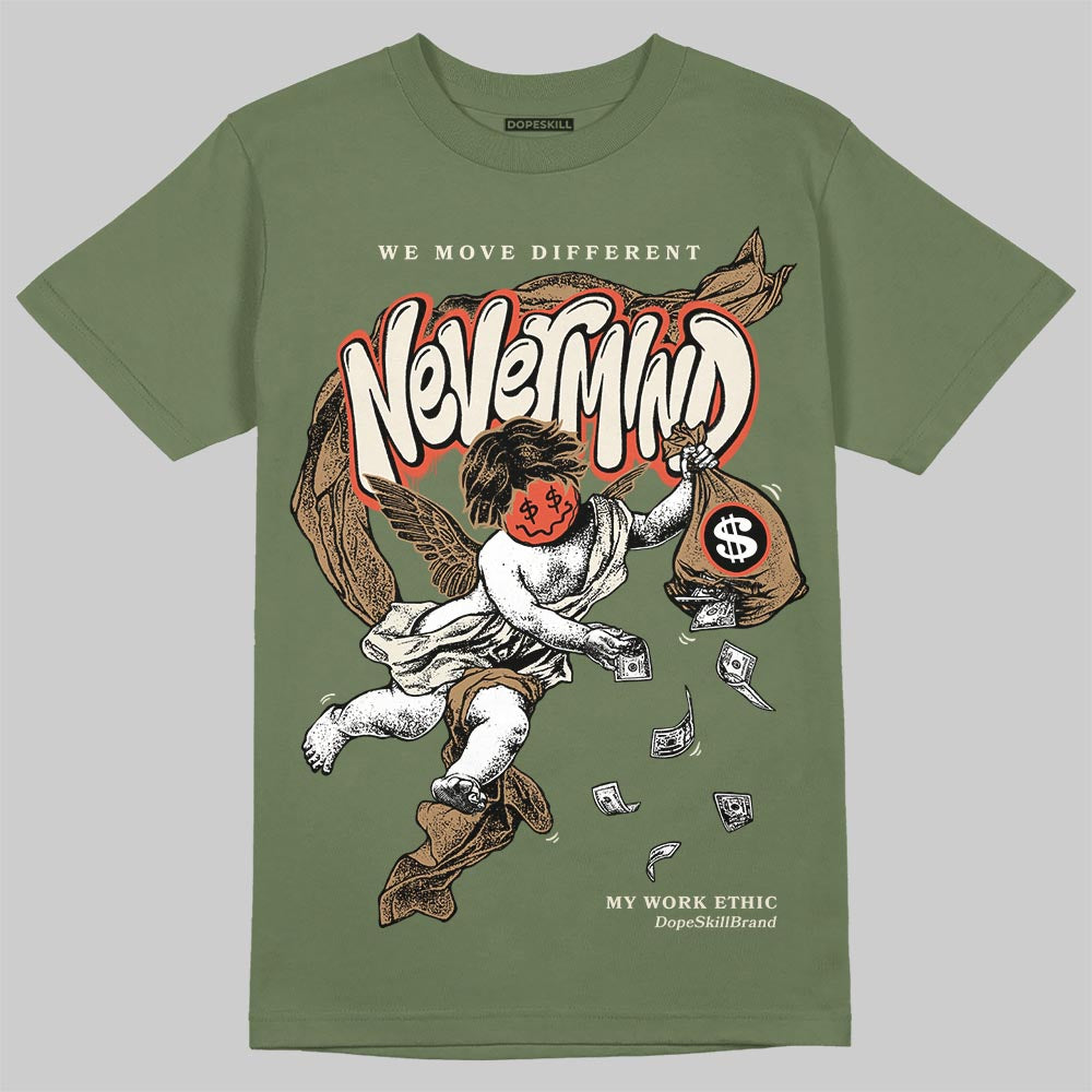 Jordan 3 “Medium Olive” aka “Family Affair” DopeSkill T-Shirt Nevermind Graphic Streetwear - Military Green