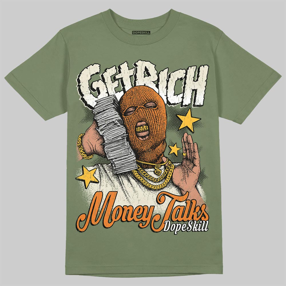 Jordan 4 Retro OG SP Undefeated (2025) DopeSkill T-Shirt Get Rich Graphic Streetwear - Military Green