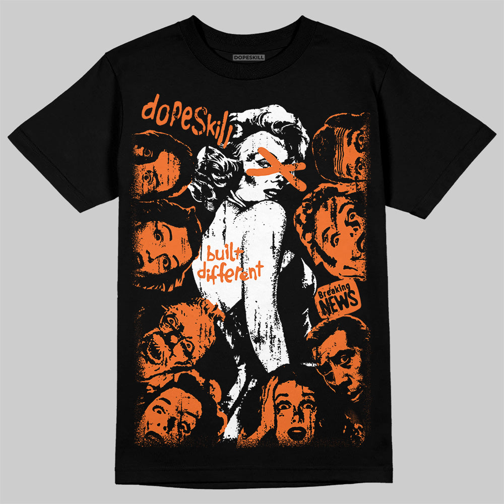 Orange, Black and White Sneakers DopeSkill T-Shirt Built Different Graphic Streetwear - Black