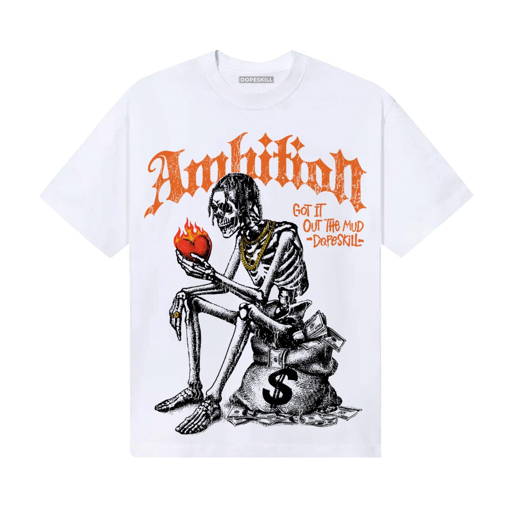Orange, Black and White Sneakers DopeSkill T-Shirt Ambition Graphic Streetwear - White