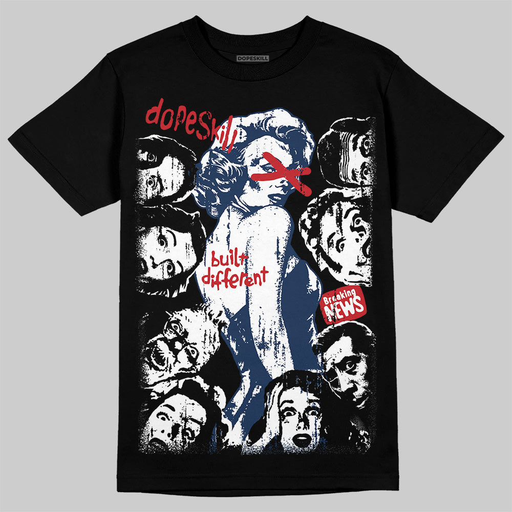 Jordan 4 SB “Summit White/Navy” DopeSkill T-Shirt Built Different Graphic Streetwear - Black