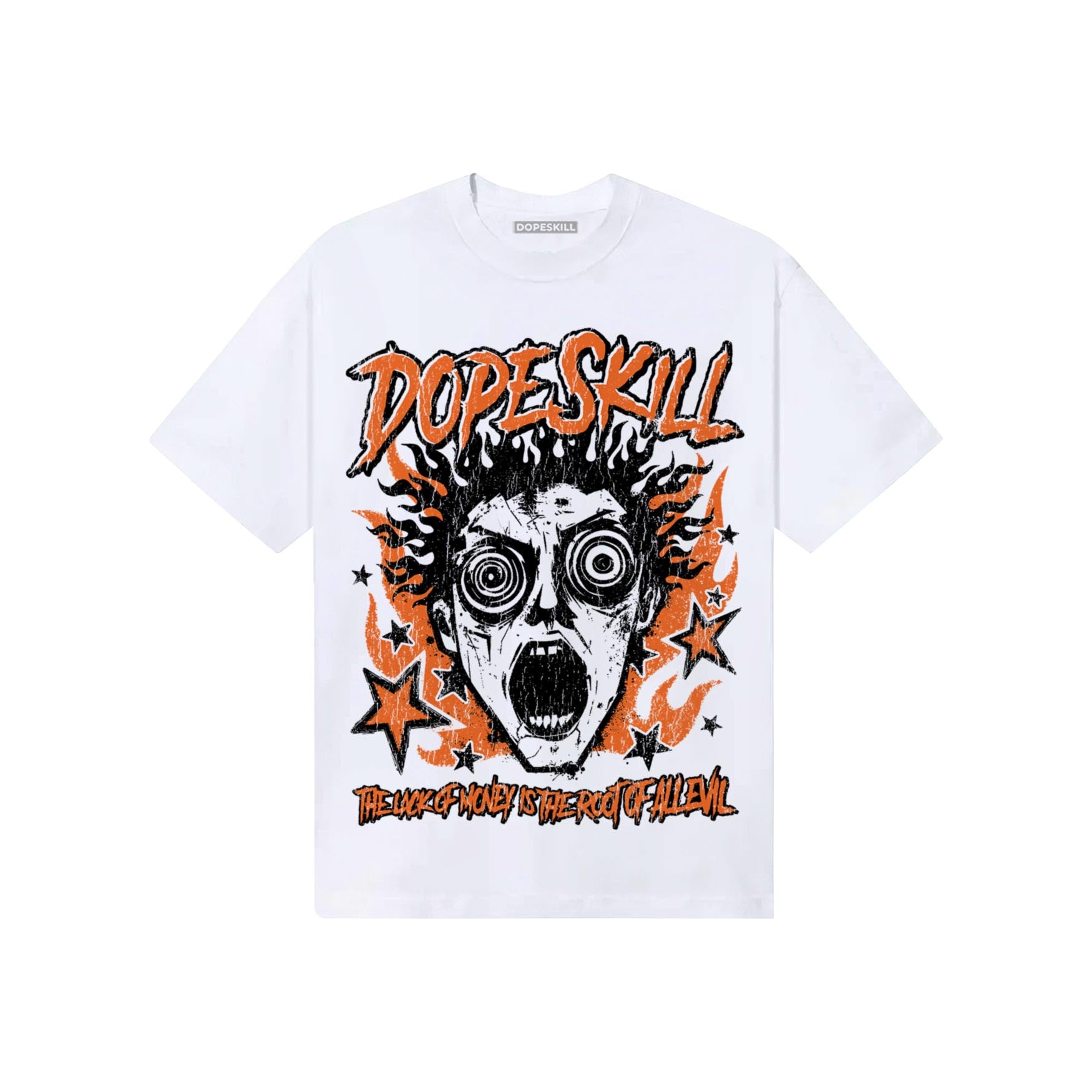 Orange, Black and White Sneakers DopeSkill T-Shirt Root of Evil Graphic Streetwear - White