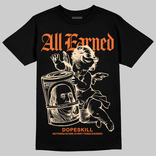 Orange, Black and White Sneakers DopeSkill T-Shirt All Earned Graphic Streetwear - Black