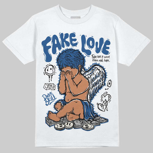 Jordan 1 Low OG “Storm Blue” DopeSkill T-Shirt False Love Graphic Streetwear - White
