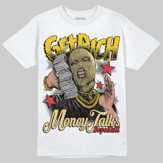 Quai 54 x Air Jordan 1 Retro Low OG Tour Yellow Black DopeSkill T-Shirt Get Rich Graphic Streetwear - White