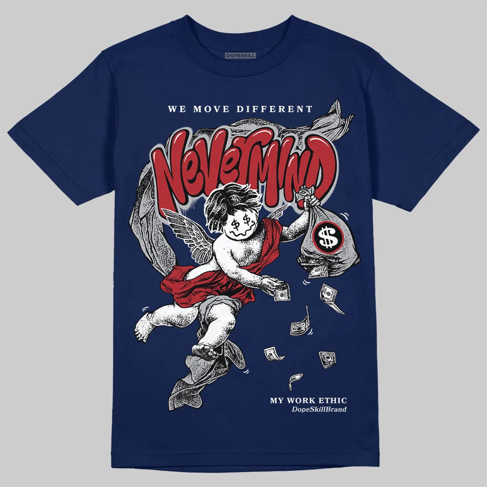 Jordan 12 Retro French Blue (2025) DopeSkill T-Shirt Nevermind Graphic Streetwear - navy