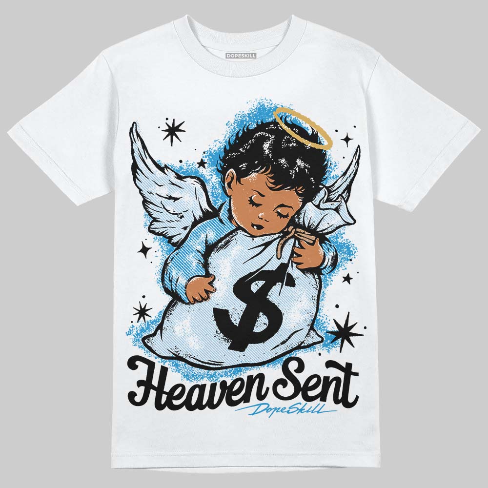 Jordan 4 Denim “Worn Blue” DopeSkill T-Shirt Heaven Sent Graphic Streetwear - White