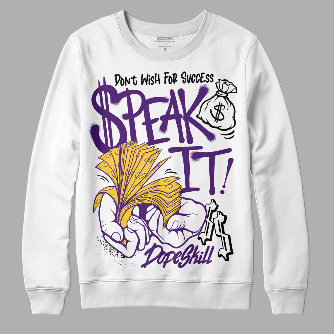 Jordan 12 “Field Purple” DopeSkill Sweatshirt Speak It Graphic Streetwear - White