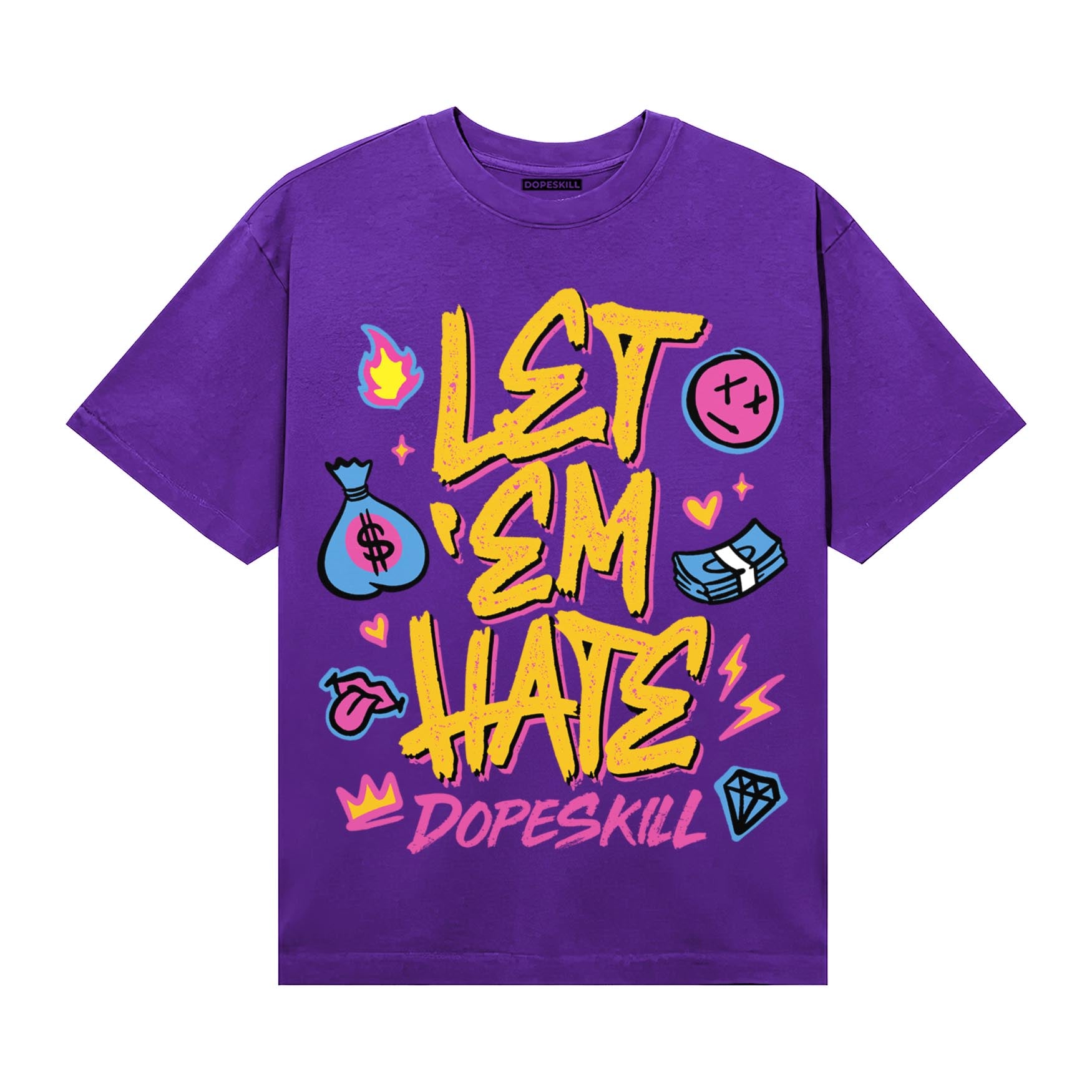 PURPLE Sneakers DopeSkill T-Shirt Let 'em Hate Graphic Streetwear - Purple
