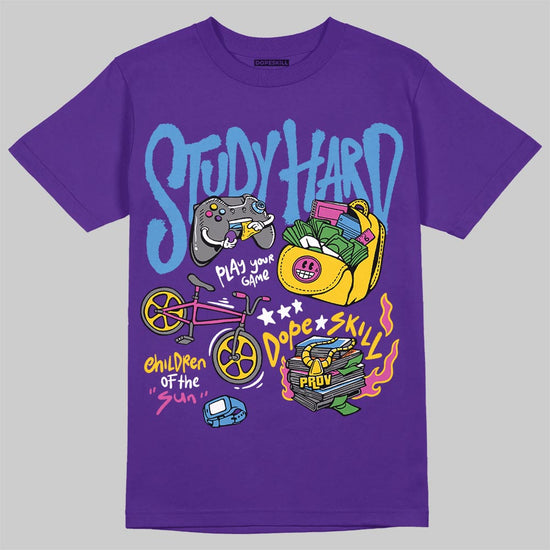 PURPLE Sneakers DopeSkill Study Hard Graphic Streetwear - Purple