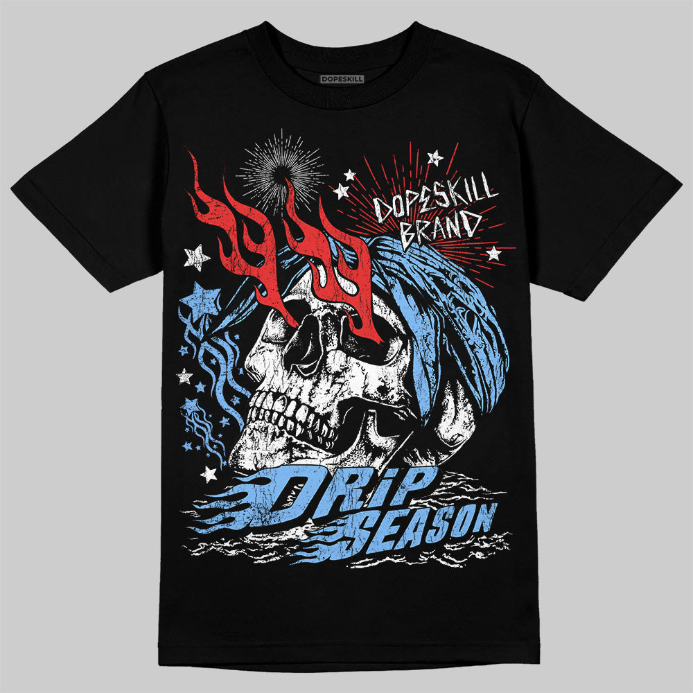 Jordan 6 University Blue DopeSkill T-Shirt Drip Season Graphic Streetwear - Black