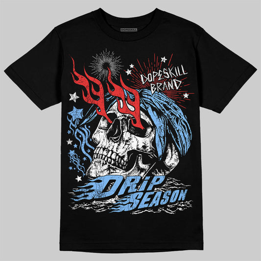 Jordan 6 University Blue DopeSkill T-Shirt Drip Season Graphic Streetwear - Black