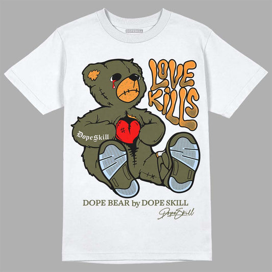 Jordan 5 "Olive" DopeSkill T-Shirt Love Kills Graphic Streetwear - White 