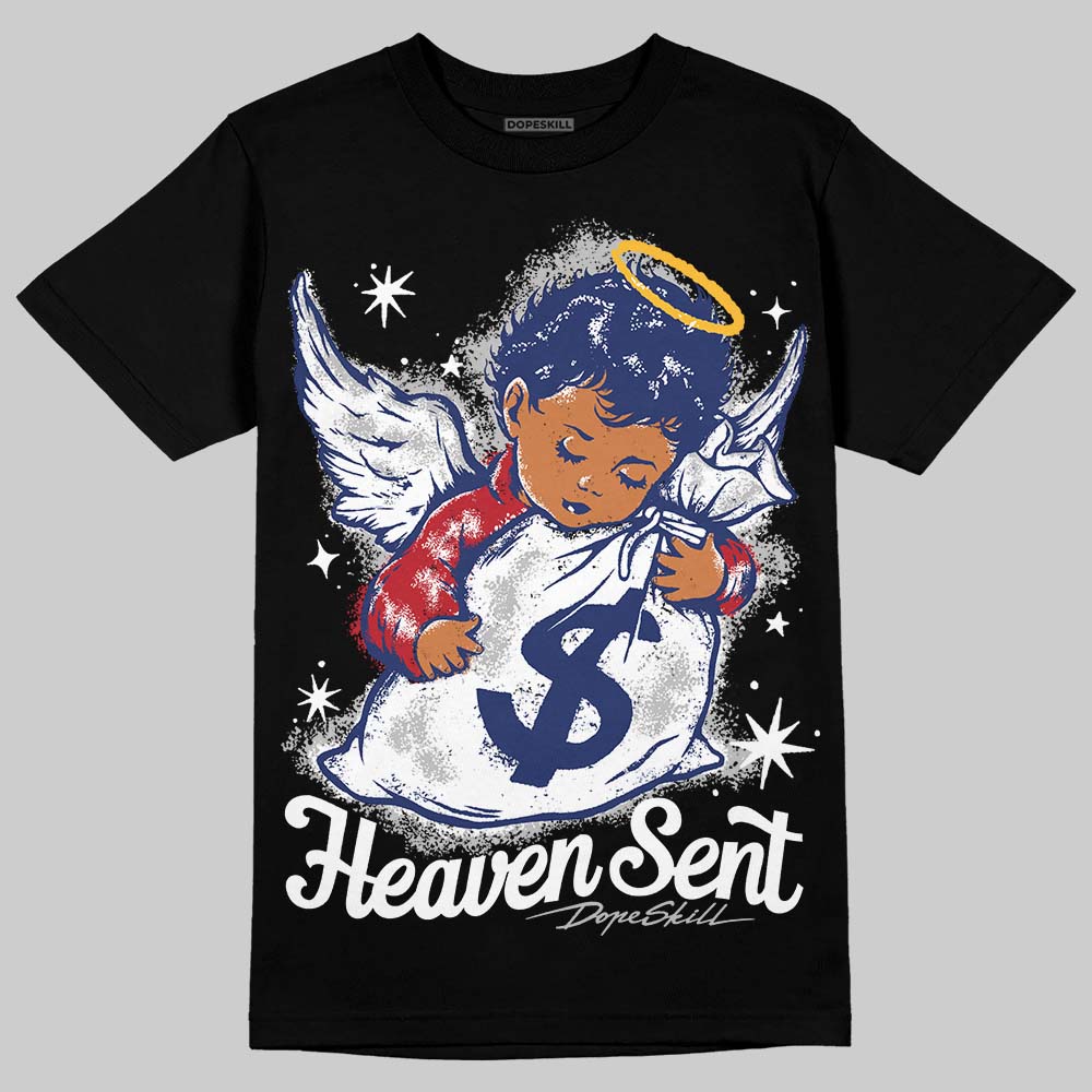 Jordan 1 High OG Rare Air "Deep Royal Blue" DopeSkill T-Shirt Heaven Sent Graphic Streetwear - Black