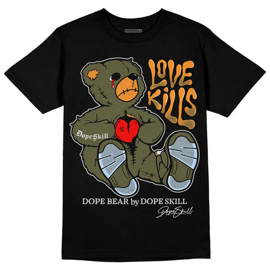 Jordan 5 "Olive" DopeSkill T-Shirt Love Kills Graphic Streetwear - Black