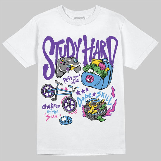 PURPLE Sneakers DopeSkill Study Hard Graphic Streetwear - White