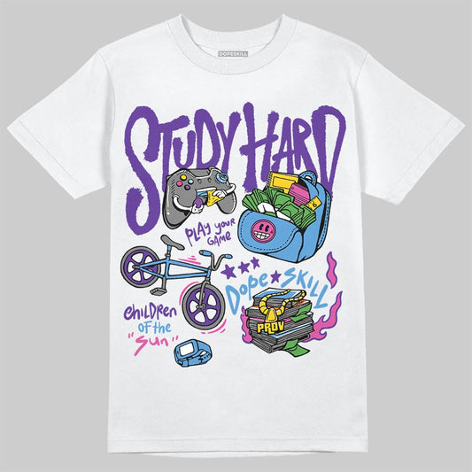 PURPLE Sneakers DopeSkill Study Hard Graphic Streetwear - White