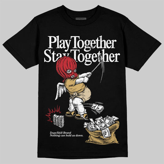 Jordan 4 Retro “Pizza” DopeSkill T-Shirt Play together, Stay together Graphic Streetwear - Black