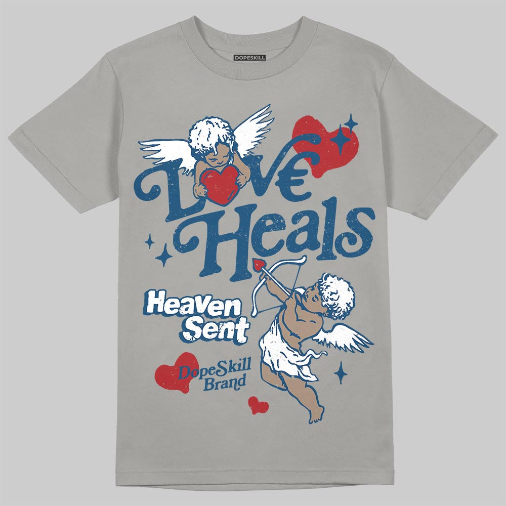 Jordan 12 Retro French Blue (2025) DopeSkill T-Shirt New Love Heals Graphic Streetwear - Gravel