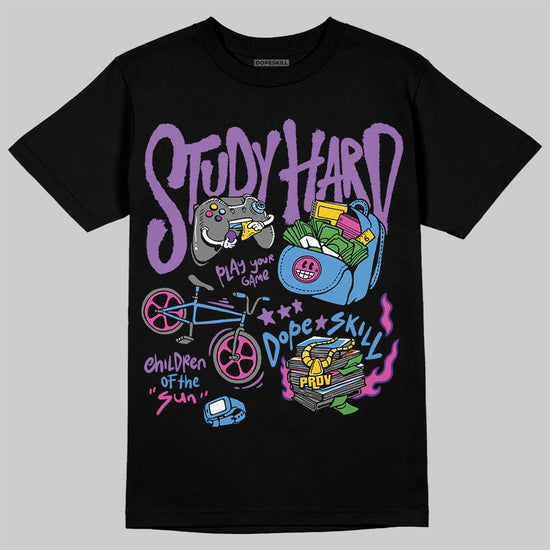 PURPLE Sneakers DopeSkill Study Hard Graphic Streetwear - black