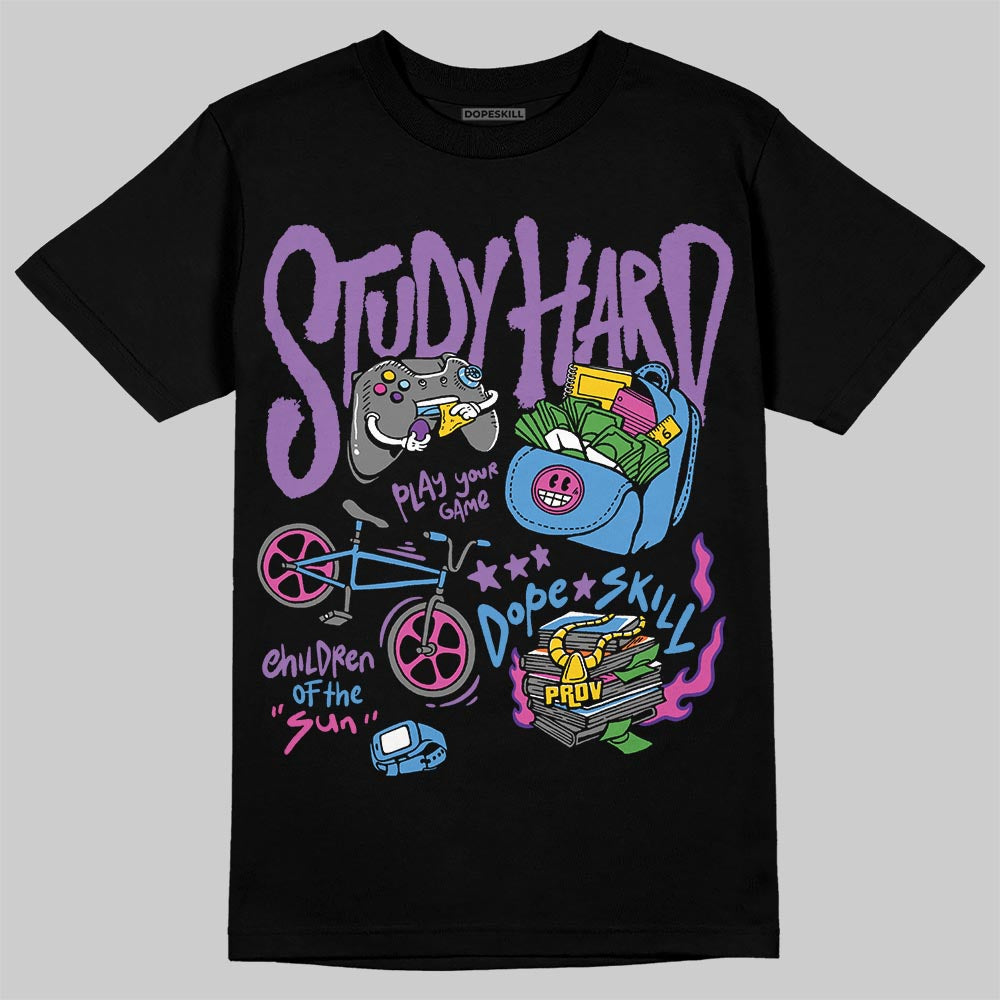 PURPLE Sneakers DopeSkill Study Hard Graphic Streetwear - black