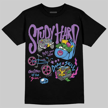 PURPLE Sneakers DopeSkill Study Hard Graphic Streetwear - black