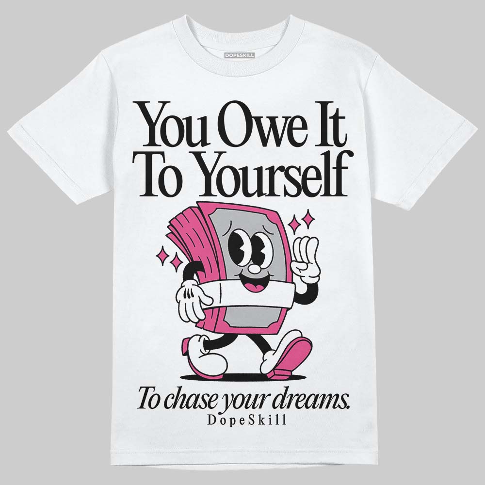 Asics Gel-1130 Pink Glo/ Black DopeSkill T-Shirt Owe It To Yourself Graphic Streetwear - White