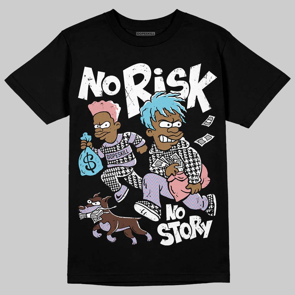 Harris Tweed x Dunk Low Denim Turquoise and Baroque Brown DopeSkill T-Shirt No Risk No Story Graphic Streetwear - Black