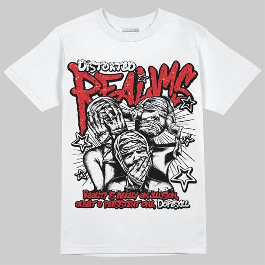 Jordan 4 Retro Red Cement DopeSkill T-Shirt Distorted Realms Graphic Streetwear - White