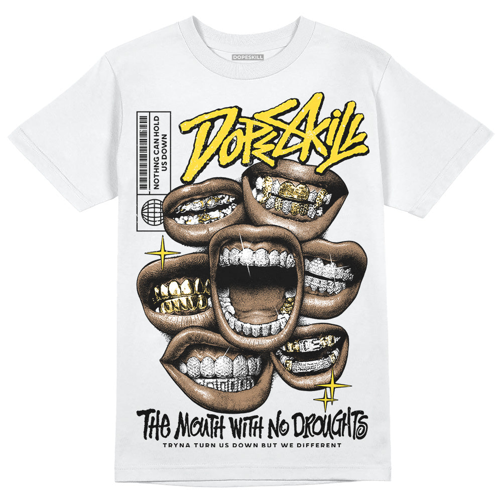 Jordan 4 Thunder DopeSkill T-Shirt The Mouth With No Droughts Graphic Streetwear - WHite