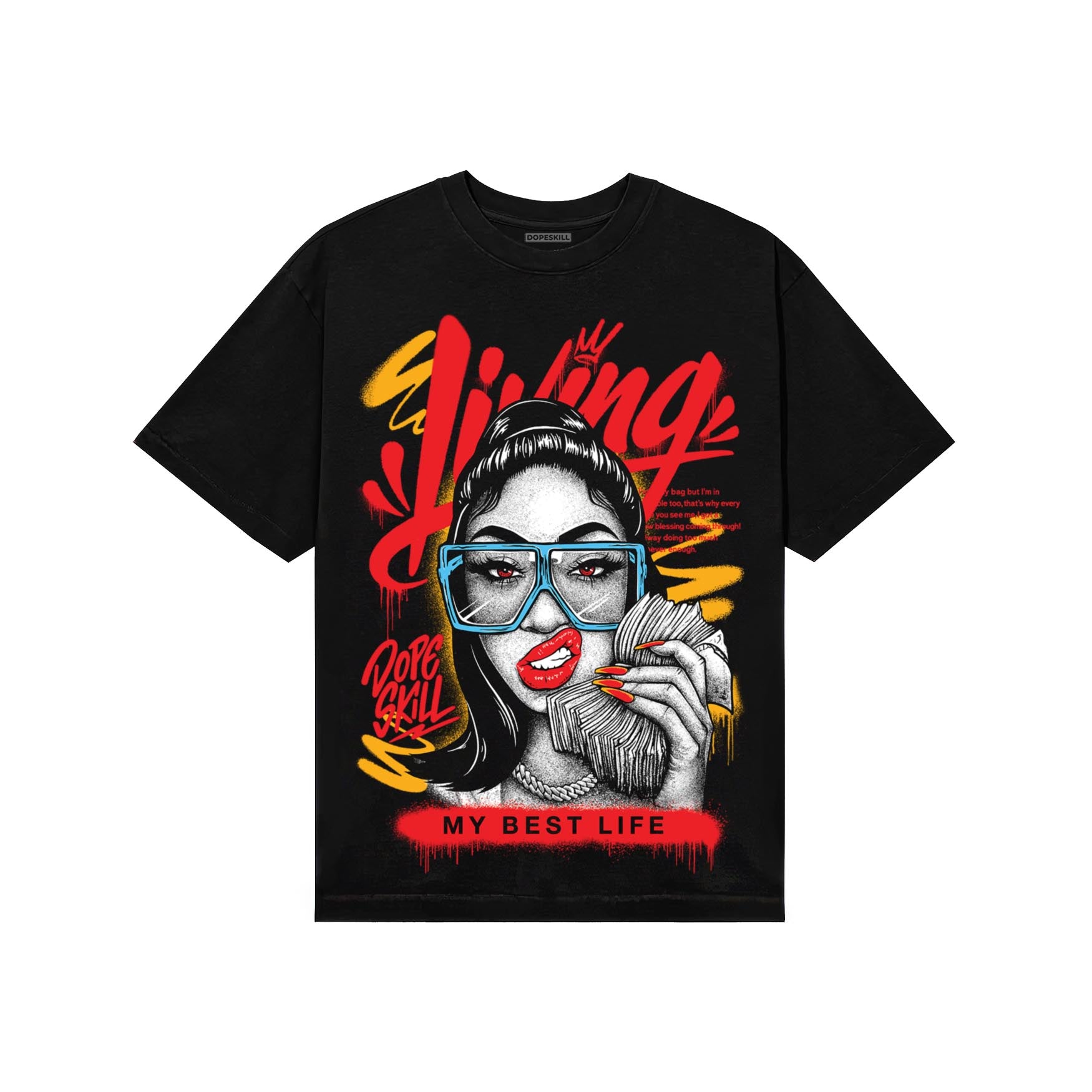 Red Sneakers DopeSkill T-Shirt Living My Best Life Graphic Streetwear - black