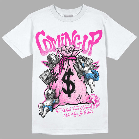 Pink Sneakers DopeSkill T-Shirt Money Bag Coming Up Graphic Streetwear - White 