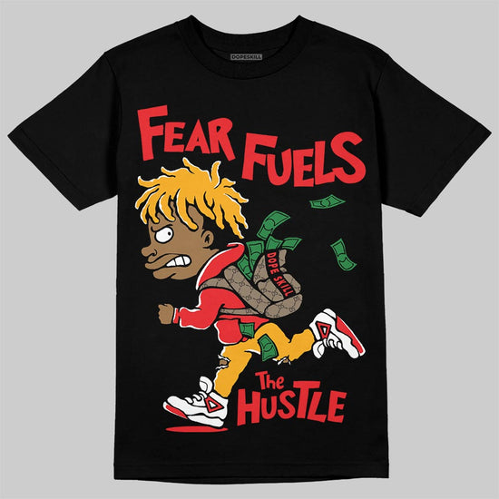 Red Sneakers DopeSkill T-Shirt Fear Fuels The Hustle Graphic Streetwear - Black