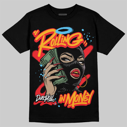 Red Sneakers DopeSkill T-Shirt Rolling in Money Graphic Streetwear - Black