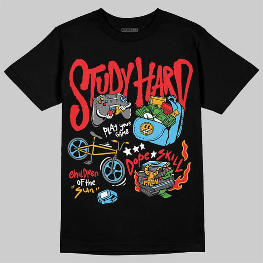Red Sneakers DopeSkill T-Shirt Study Hard Graphic Streetwear - black