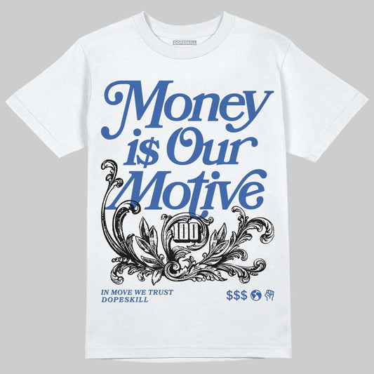 Jordan 1 Low Travis Scott x Fragment DopeSkill T-Shirt Money Is Our Motive Typo Graphic Streetwear - White