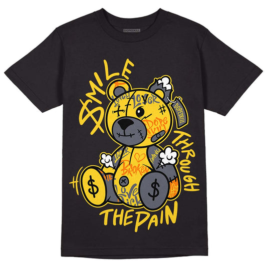 Jordan 4 Lightning DopeSkill T-shirt  Smile Through The Pain Graphic Streetwear - Black