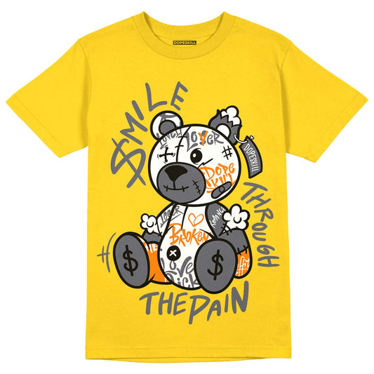 Jordan 4 Lightning DopeSkill Tour Yellow T-shirt  Smile Through The Pain Graphic Streetwear 