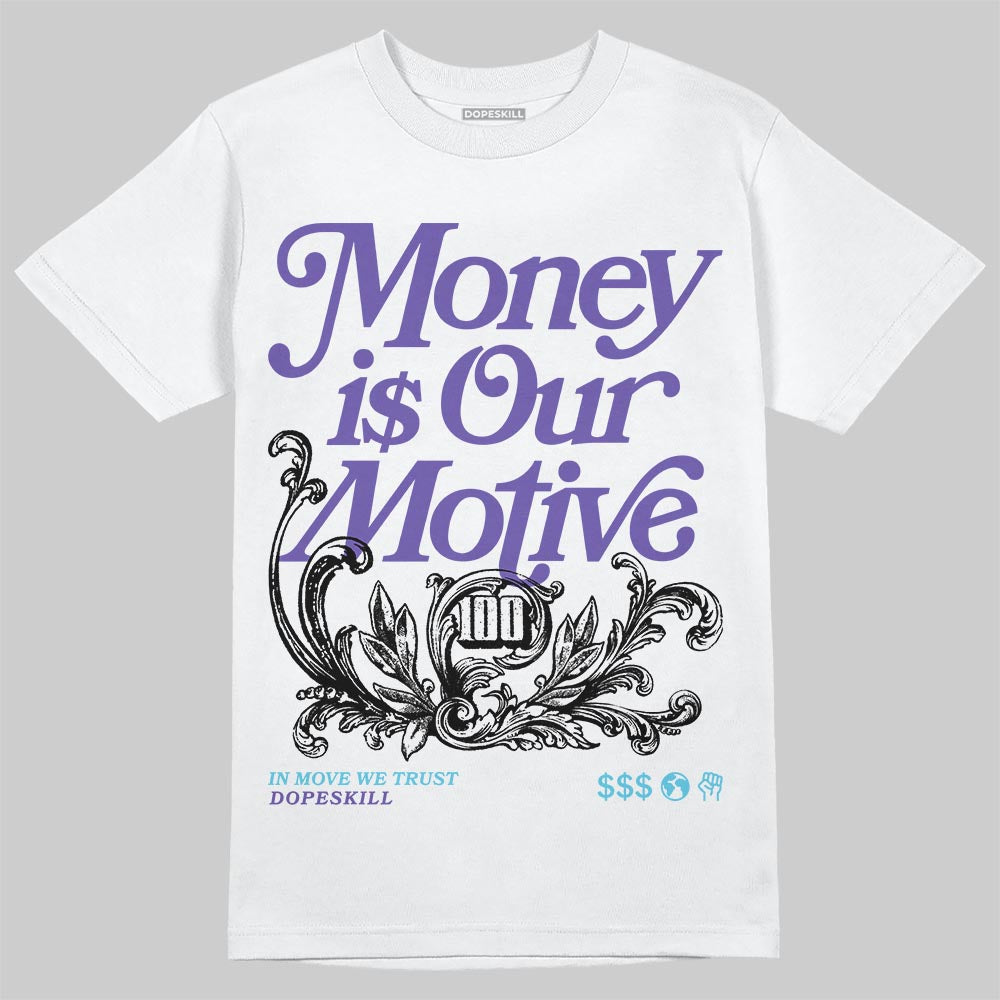 Jordan 8 Retro 'Aqua' 2025 DopeSkill T-Shirt Money Is Our Motive Typo Graphic Streetwear - White